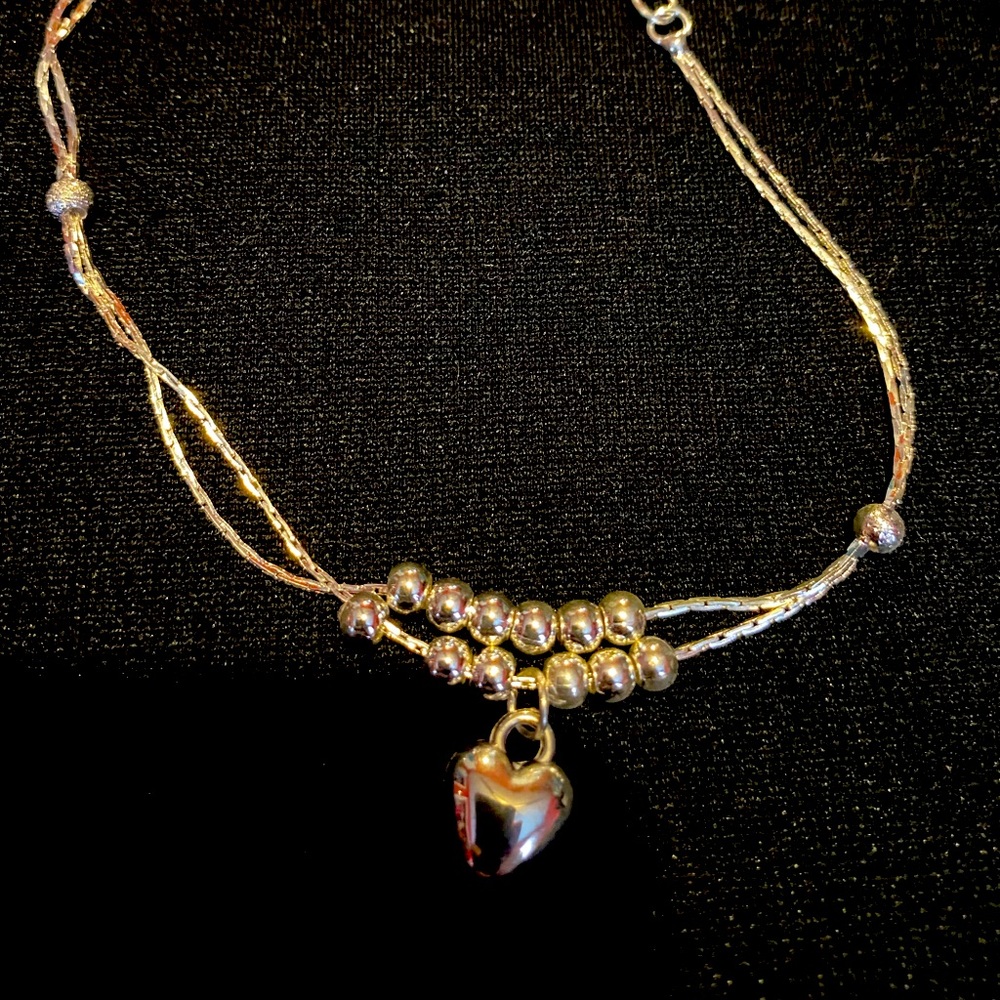 925 silver ankle bracelet heart